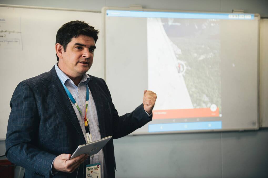 Ed Tech Team's Jim Sill who in Canberra talking to teachers about incorporating VR in the classroom. Photo: Rohan Thomson