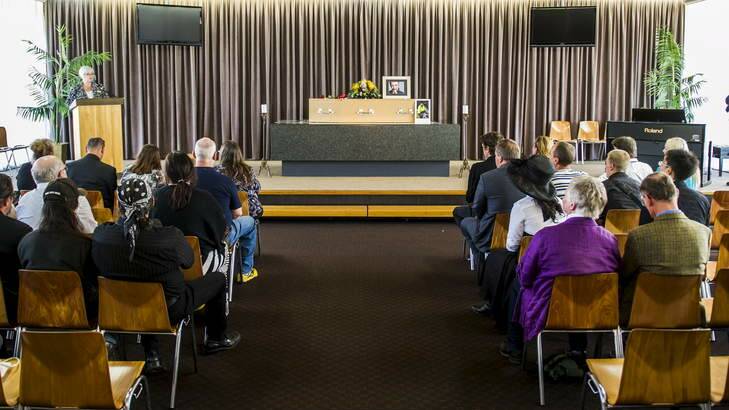 Scenes at the funeral of Canberra window washer Lindsay Mitchell at Norwood Park. Photo: Rohan Thomson