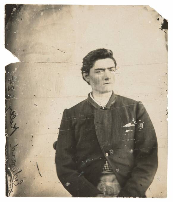 Sideshow Alley: Prison photograph of Ned Kelly c.1873, photographer unknown. Image courtesy of National Museum of Australia. Photo: Supplied