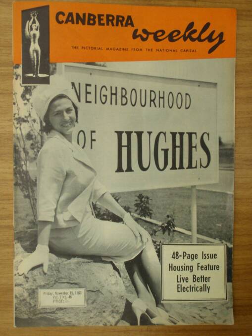 In the early 1960s, Esther Fry was resplendent for house-hunting in Hughes. The "Neighbourhood of Hughes'' sign is long gone and sorely missed by the community. Photo: Supplied
