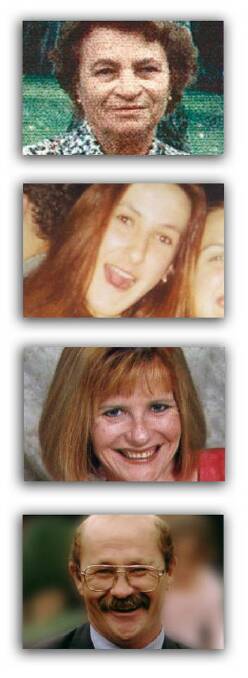 Canberra cold cases: (from top) Irma Palasics, Kathryn Grosvenor, Susan Winburn and Frank Campbell. Photo: Supplied
