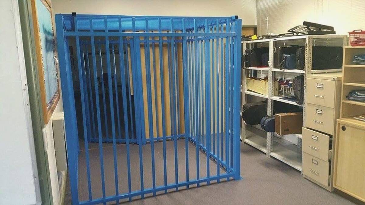The metal pool fence structure at the centre of the ACT's withdrawal space crisis. Photo: Supplied