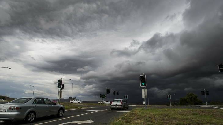 Dark clouds over Canberra before the storm. Photo: Rohan Thompson