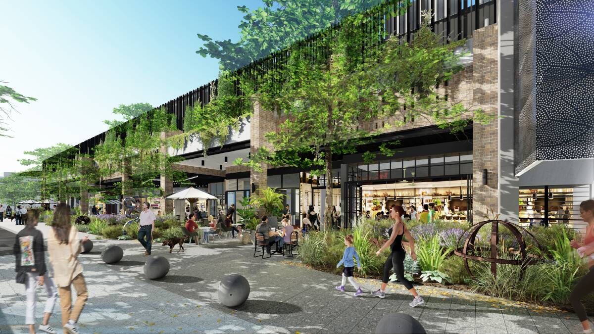 An artist's impression of the new look Bradley Street, looking toward San Churro from in front of Hotys cinema. Photo: Supplied