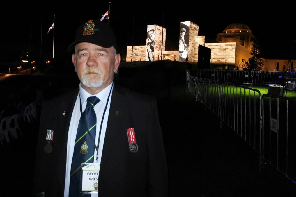 Former Army Apprentice Geoff Wilson, who will be part of the lead contingent in the Anzac Day march at the Australian War Memorial, was among those to arrive early for the dawn service. Photo: Blake Foden