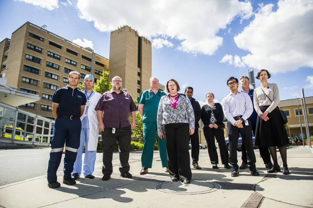 The Canberra Hospital staff who are likely to strike on Monday. Photo: Rohan Thomson