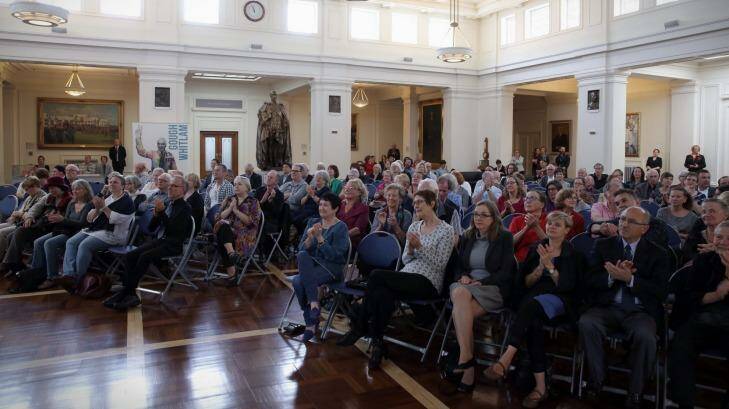 King's Hall in Old Parliament House in Canberra hosted a screening of the Gough Whitlam memorial service broadcast from Sydney on Wednesday. Photo: Andrew Meares