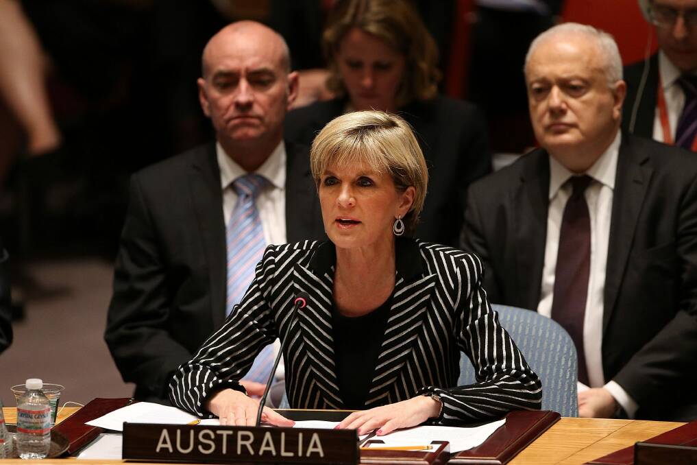 Australia's foreign minister Julie Bishop speaks during a meeting of the United Nations Security Council to discuss the shooting down of flight MH17.