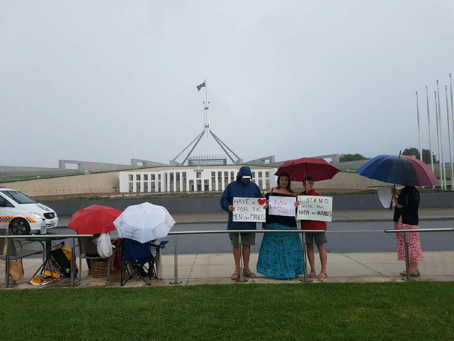 She said no matter the weather, rain, hail or shine, she has sat in front of Parliament house.  Photo: Supplied