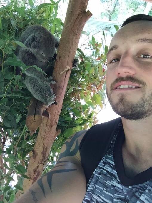 Canberra Raiders' English recruit Josh Hodgson visiting local fauna.