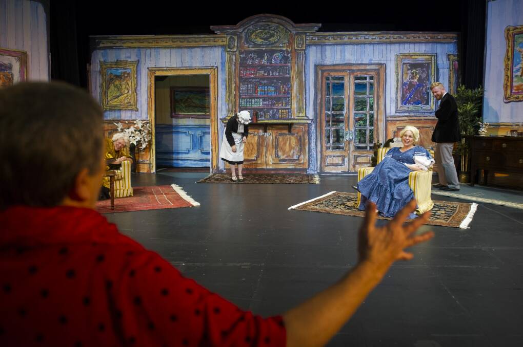 A scene from the play by Rick Abbot at the Queanbeyan Performing Arts Centre with Liz Bradley (front). 

 Photo: Rohan Thomson