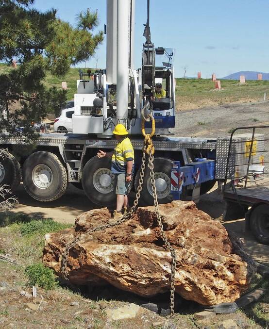 The 16-tonne Australian jade is unloaded in Canberra after arriving from Gladstone in Queensland. Photo: Supplied