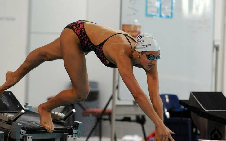 Olympic gold medallist Stephanie Rice training for the London Olympics at the AIS pool on Friday. Photo: Richard Briggs