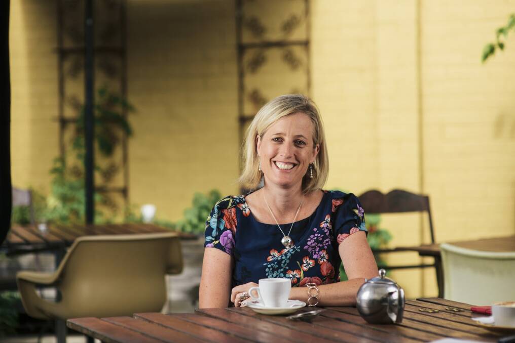 Katy Gallagher, enjoying some tea in Chifley, will return to the political scene as a senator next month. Photo: Rohan Thomson