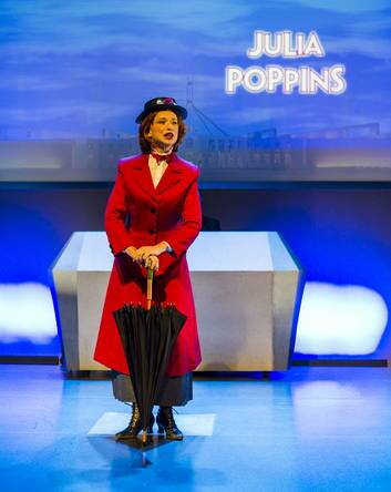 Amanda Bishop plays Julia Poppins in Red Wharf: Beyond the Rings of Satire. Photo: Rohan Thomson