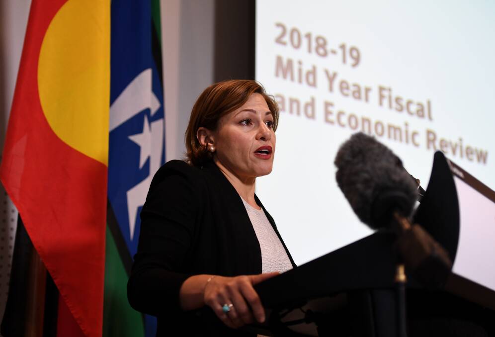 Queensland Treasurer Jackie Trad delivers the mid year budget review on Thursday. Photo: Dan Peled/AAP