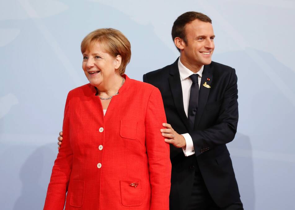 German Chancellor Angela Merkel and French President Emmanuel Macron. Photo: POOL