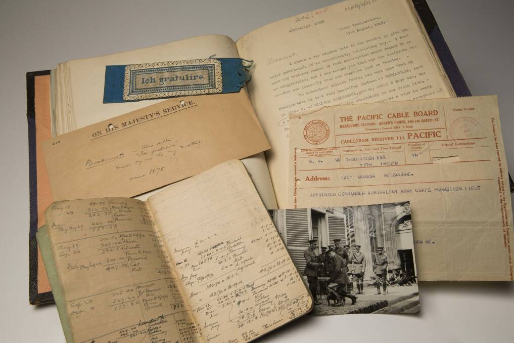 Some of the papers of Sir John Monash held in the Manuscripts Collection at the National Library of Australia. Photo: supplied