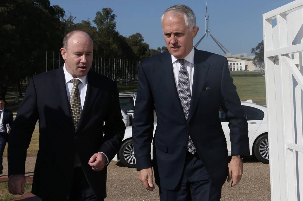 Prime Minister Malcolm Turnbull and Greg Moriarty in 2015 Photo: Andrew Meares
