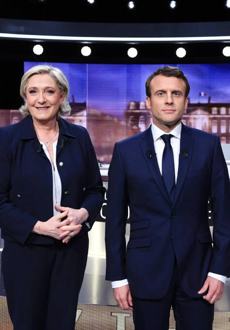 French presidential candidates Marine Le Pen and Emmanuel Macron.  Photo: AP