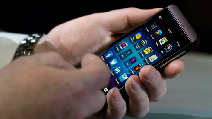 One of this year's new touchscreen Z10 Blackberry devices. Photo: AFP