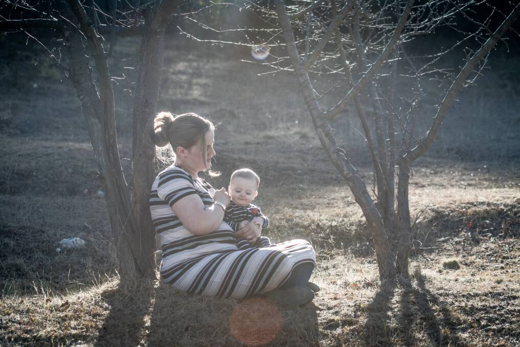 Captains Flat mum Claire Hooker and six month old son Michael speaks about her botched childbirth experience at the Canberra Hospital. Photo: Karleen Minney