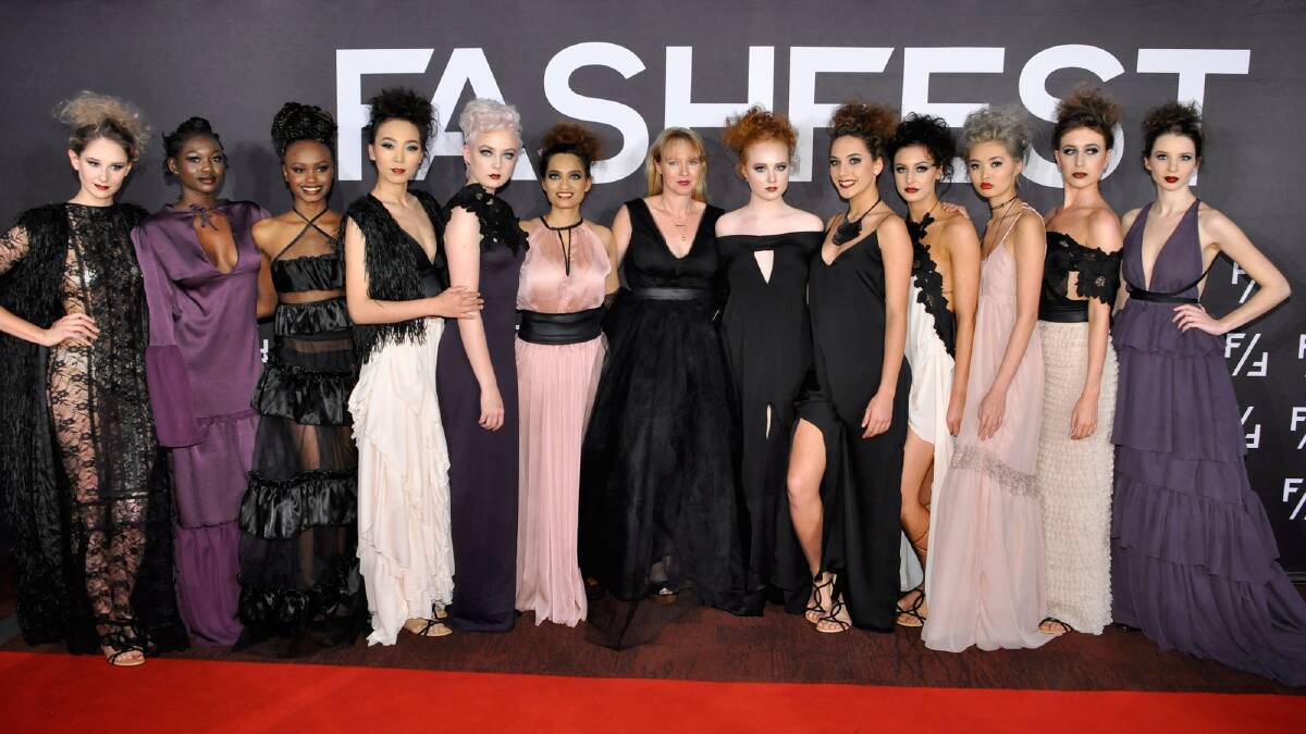 Megan Cannings, centre, with her 2016 Fashfest collection. Photo: Supplied