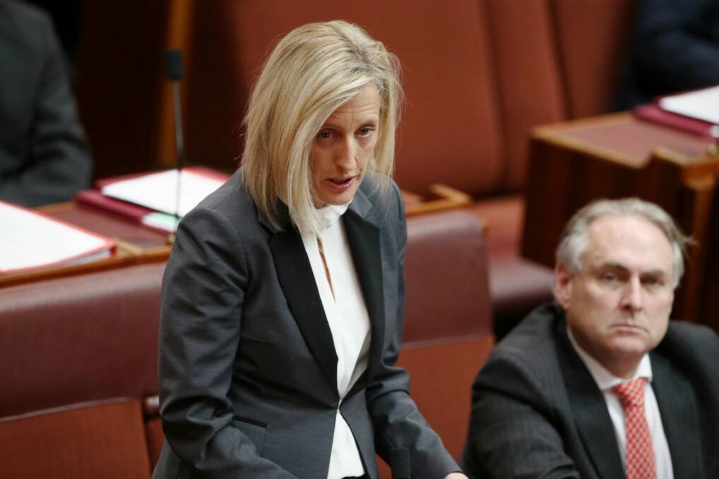 Senator Katy Gallagher in the Senate on Monday. Photo: Alex Ellinghausen