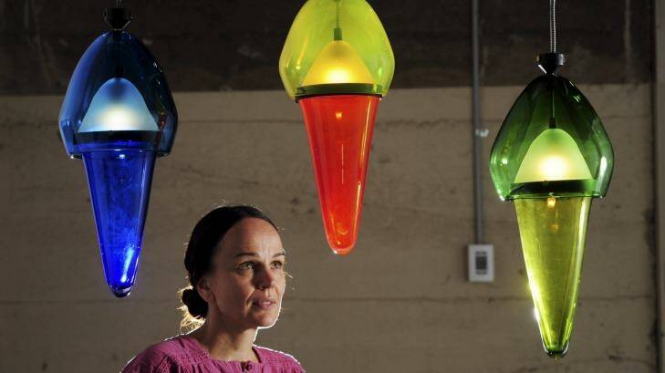 Curator of the GlassXDesign exhibition at the Canberra Glassworks, Magda Keaney. Photo: Graham Tidy