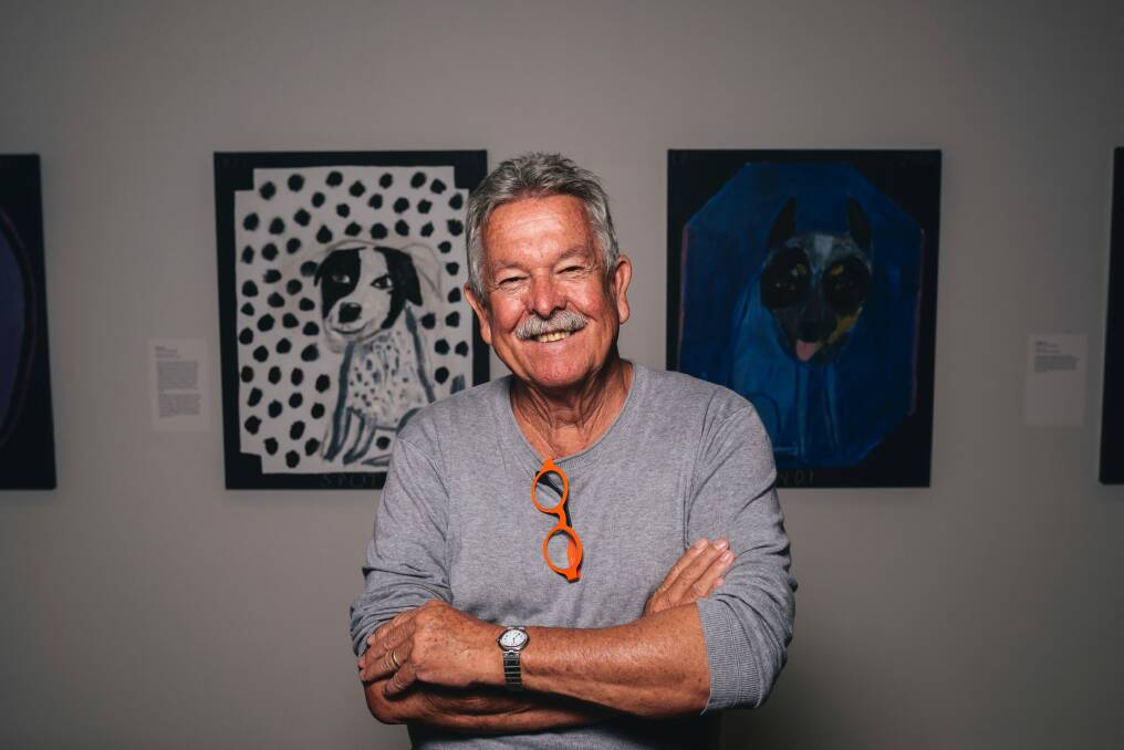 For Ken Done, the exhibition was a chance to immortalise his last four family dogs – all now departed – alongside his many works featuring Spotty.   Photo: Rohan Thomson