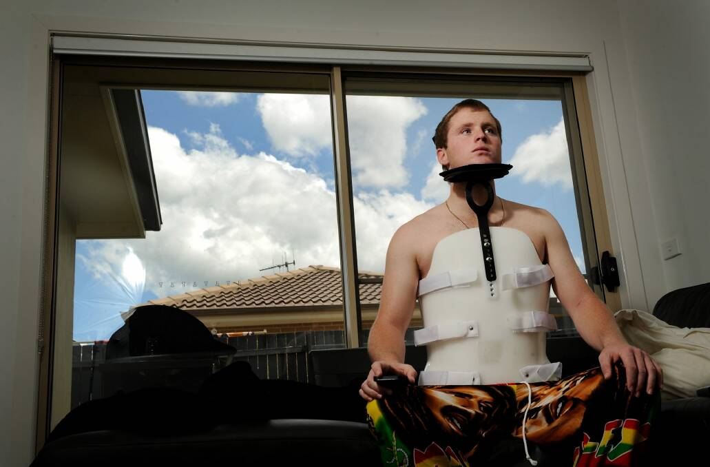 Jayson Bush who injured his back in a workplace fall at the Nishi construction site in New Acton Photo: Colleen Petch