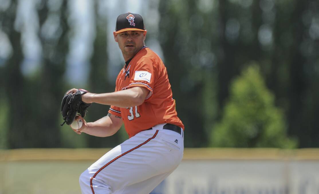Canberra Cavalry pitcher Tristan Crawford is hopeful of being fit for Sunday's game against Sydney. Photo: Graham Tidy