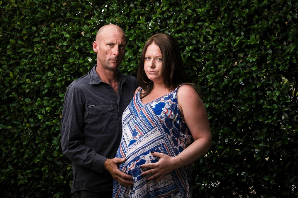 Brett Hutchings and partner Chloe Drewery have been working flat-out to prepare for the birth of their first child.  Photo: Dion Georgopoulos
