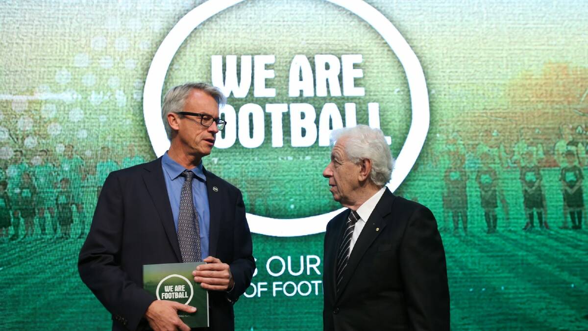 Football Australia CEO David Gallop with Chairman Frank Lowy. Photo: Louise Kennerley