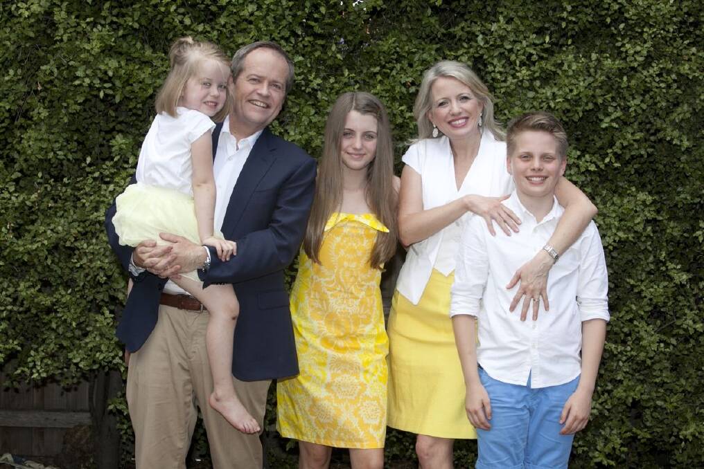 Bill and Chloe Shorten are proud of their blended family, now including Clementine (left), Georgette and Rupert. Photo: Supplied