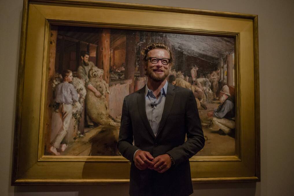 NGA ambassador actor Simon Baker at the National Gallery of Australia's Tom Roberts exhibition.



 Photo: Jamila Toderas 