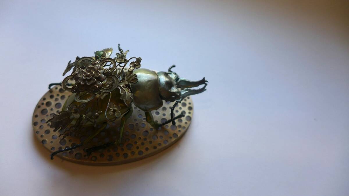 <i>OrnamenTales - Warrior Beetle</i>, brooch/pendant, silver, by Apinya Boonprakob. Photo: supplied