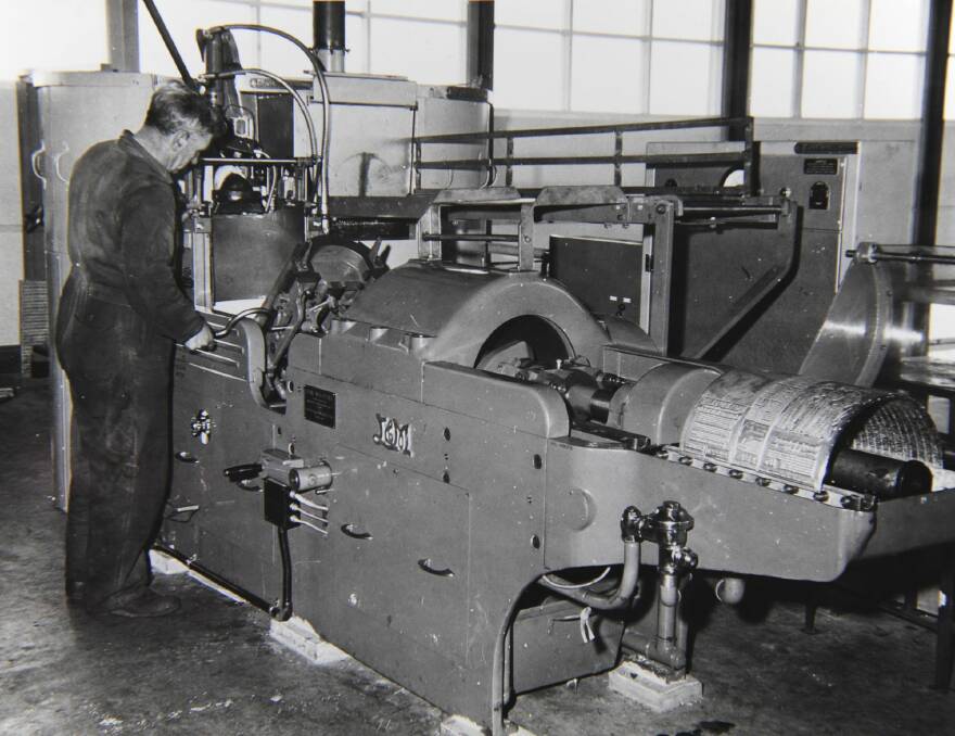 An historic image of The Canberra Times presses. The newspaper changes format from broadsheet to compact on July 16, 2016. Photo: Fairfax Media
