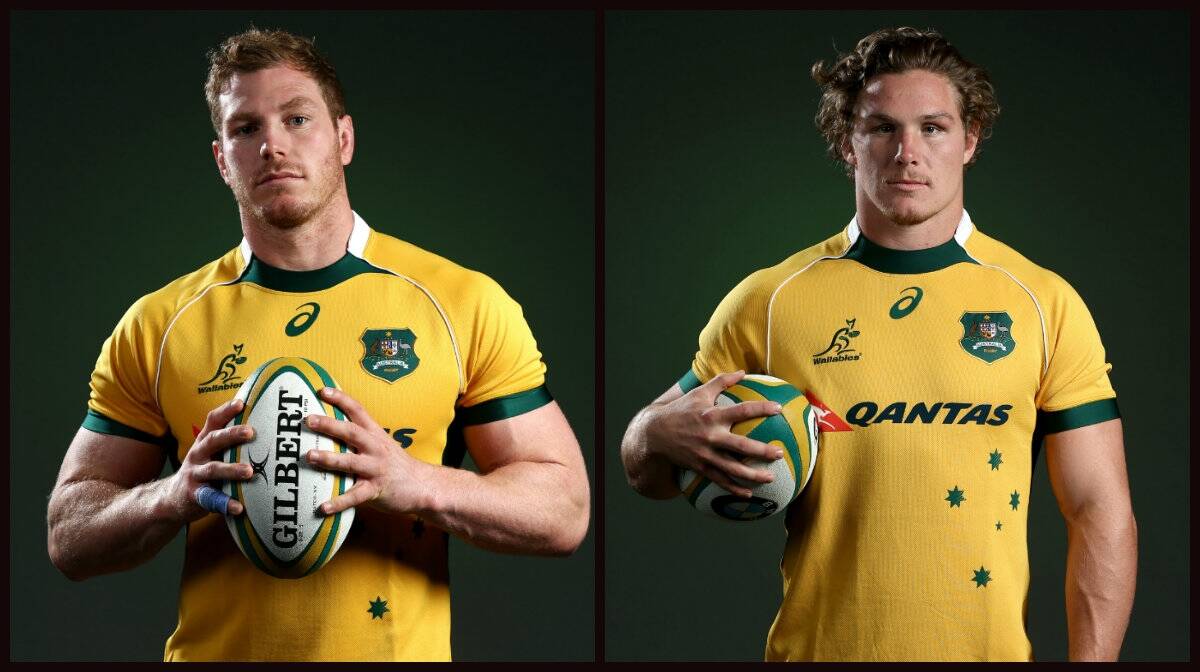 Statistics suggest having David Pocock (left) and Michael Hooper in the same Wallabies pack is hindering the side . Photo: Getty Images 