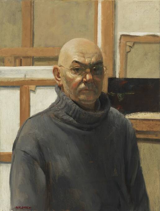 Contemporary portraitist: Self portrait with a grey jumper (a month out of hospital after a bone marrow transplant) by Rick Amor, at the National Portrait Gallery. Photo: Supplied