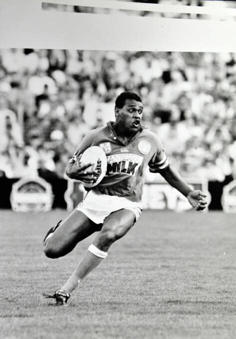 Legend: Ken Nagas playing for the Canberra Raiders in their 1994 premiership season.