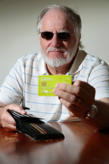 Harry Simon is legally blind and has trouble operating eftpos machines since the introduction of PIN-only last year. Photo: Jeffrey Chan