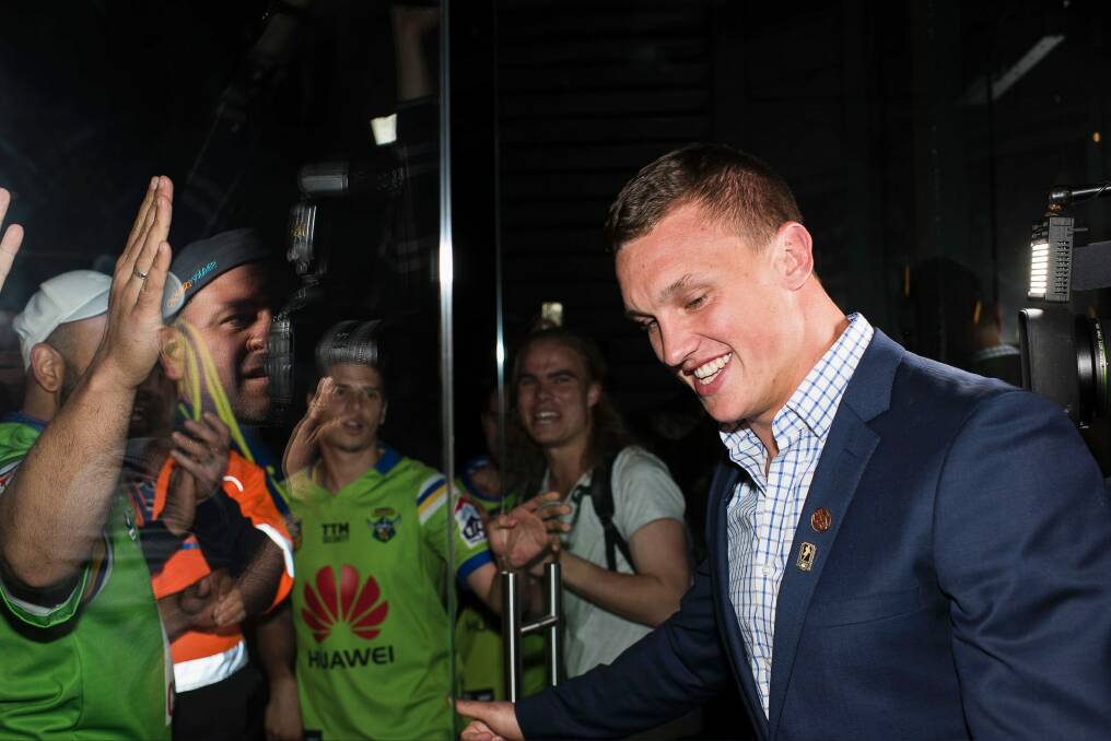 Canberra Raiders fullback Jack Wighton was sensationally cleared to play in Saturday's qualifying final against the Sharks. Photo: Christopher Pearce