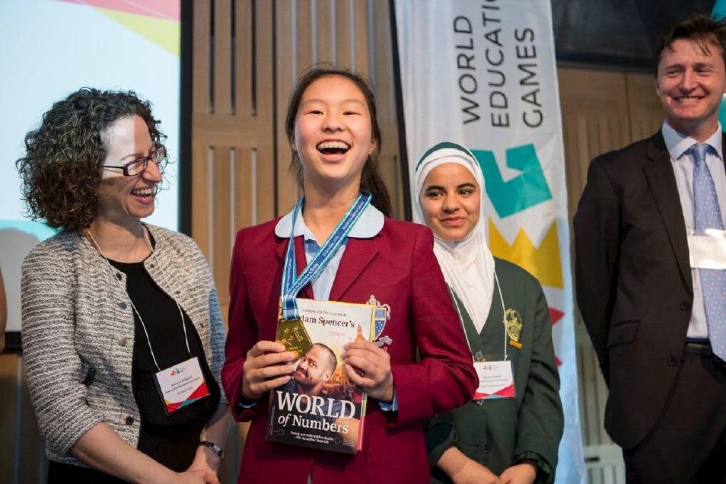 Canberra year 7 student Christina Gao won the science category at the 2015 World Education Games. Photo: Supplied