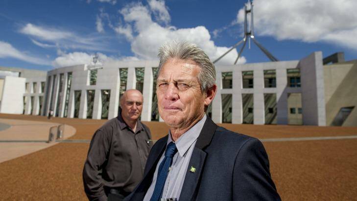 Chief Minister and Minister for Tourism Lisle Snell and Minister for Finance Timothy Sheridan took Norfolk Island’s case to Parliament House on Thursday. Photo: Jay Cronan
