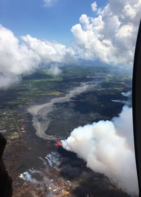 Kilauea volcano spews lava as high as 55 metres into the air in Hawaii. Photo: Meghan Miller
