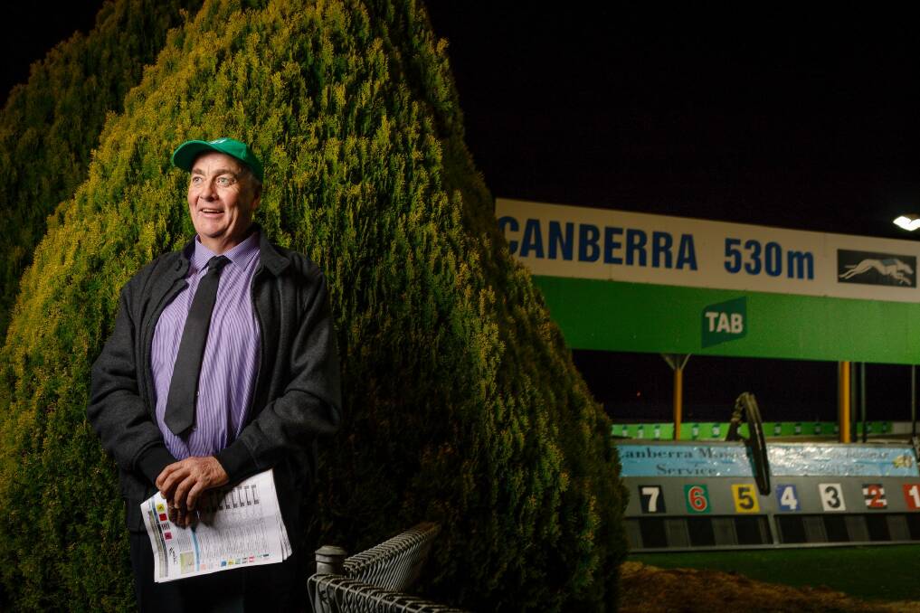 Kel O'Rourke has been calling races at Canberra Greyhound track since 1982. Photo: Sitthixay Ditthavong Photo: Sitthixay Ditthavong