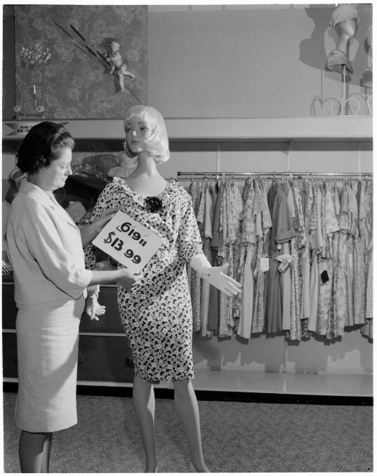 Decimal conversion promo picture from 1966 showing the two prices for a dress.  Photo: National Archives