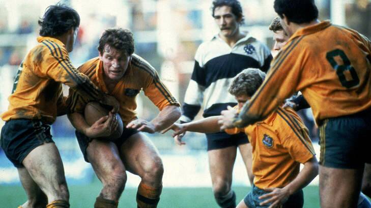Simon Poidevin of the Wallabies in action during the 1984 Grand Slam Rugby match between the Barbarians and the Wallabies in London. Photo: Getty Images