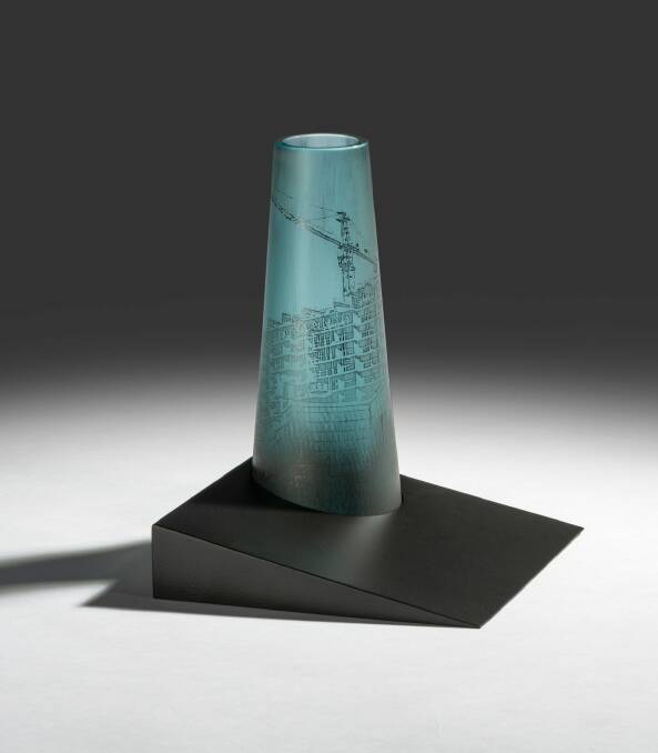 Fine Art Glass Jeremy Lepisto, Enveloped 3 (Stack Series) in Contour at Beaver Galleries. Photo: Rob Little